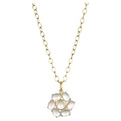 Faye Kim 18 Karat Gold Ceylon Moonstone Daisy Pendant