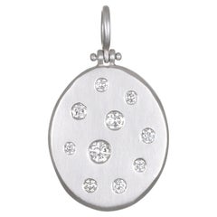 Faye Kim Platinum Diamond Large Hinged Dog Tag Pendant