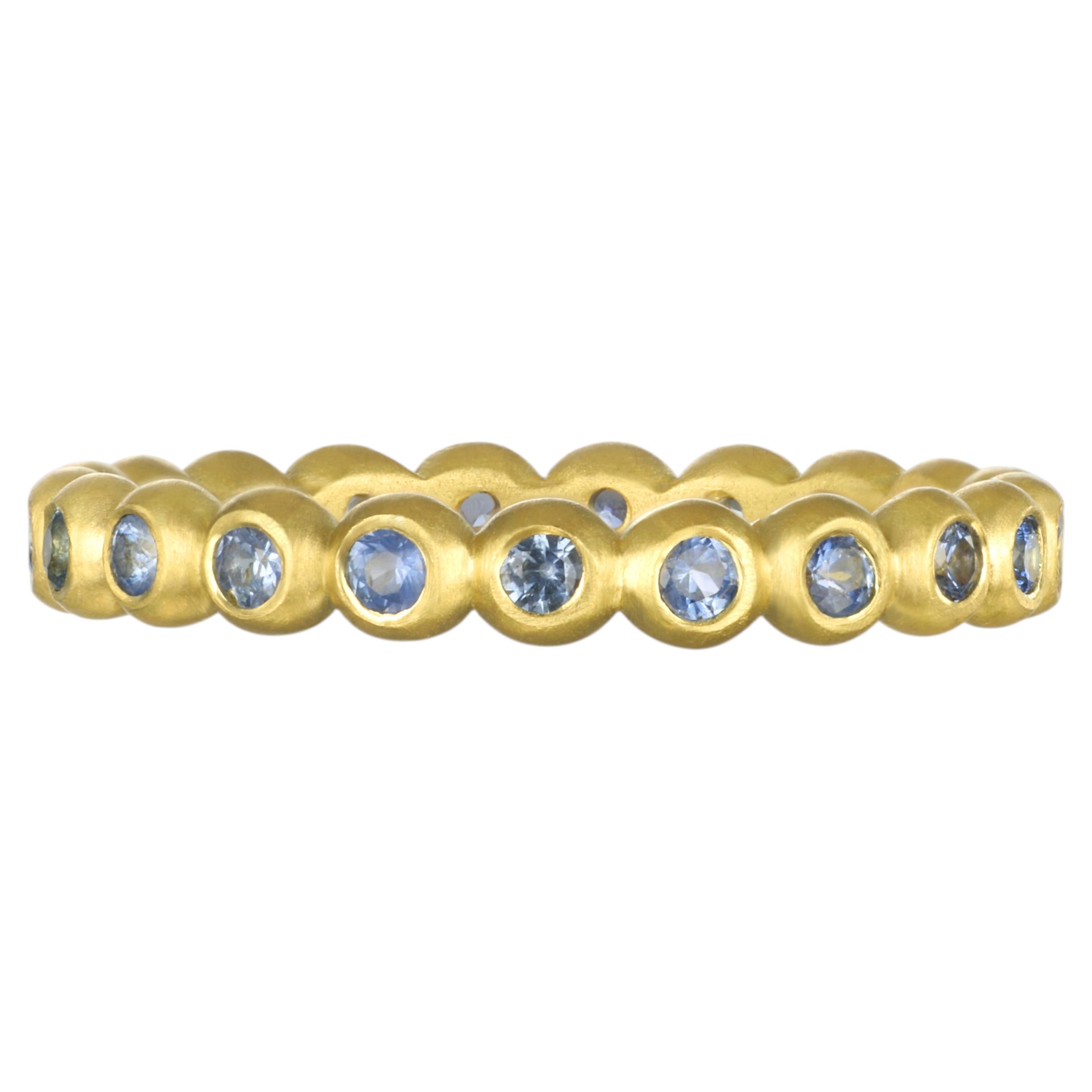 Faye Kim 18 Karat Gold Blue Sapphire Granulation Bead Ring For Sale