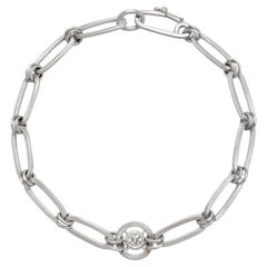 Faye Kim Platinum Paperclip Chain Bracelet with Diamond Wheel