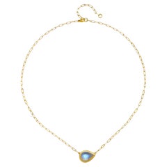 Faye Kim 18 Karat Gold Pear Shaped Moonstone Necklace - 6.11 carats