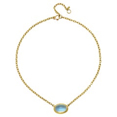 Faye Kim 18 Karat Gold Oval Mondstein Halskette - 18,07 Karat