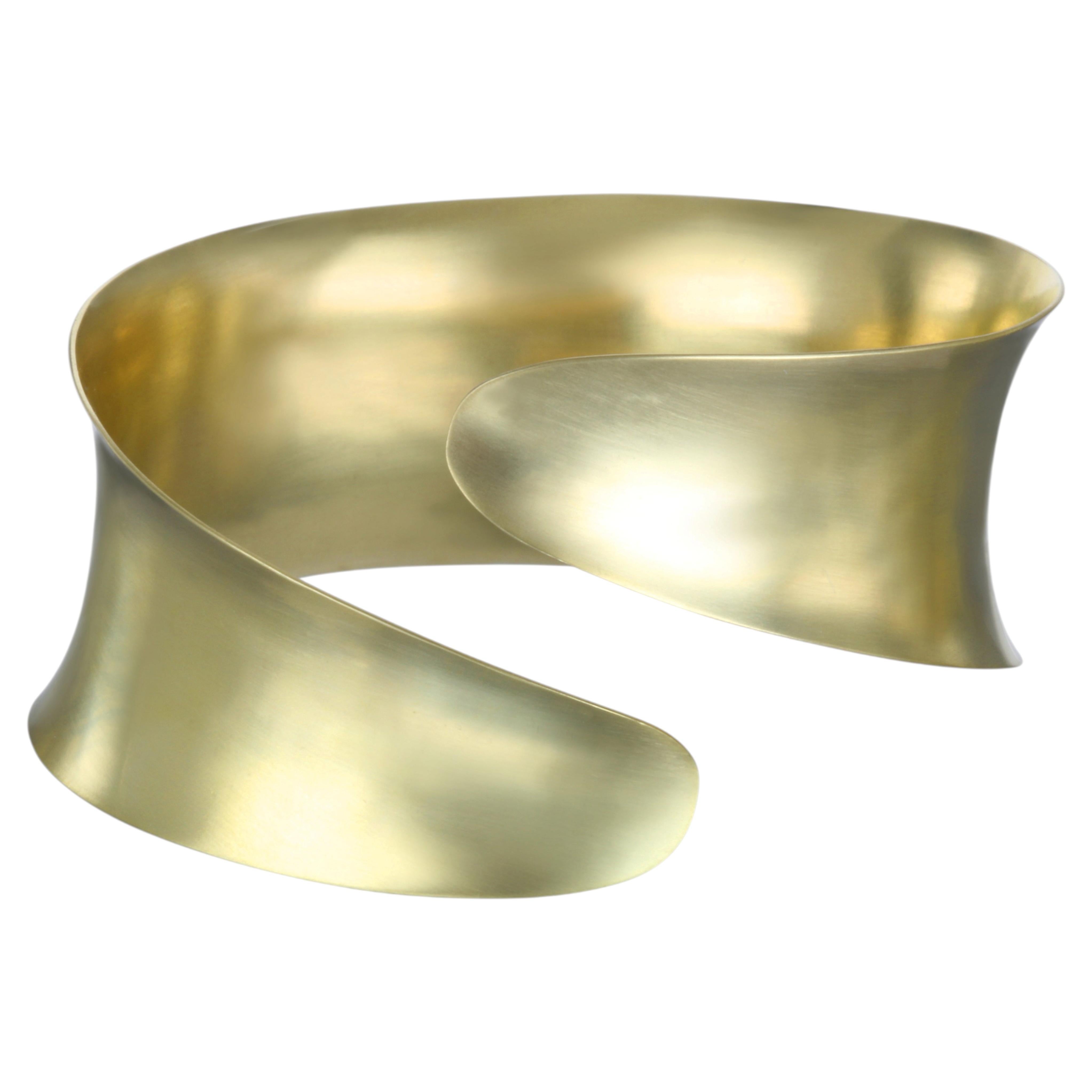 Faye Kim 18 Karat Gold Anticlastic Bypass Cuff Bracelet