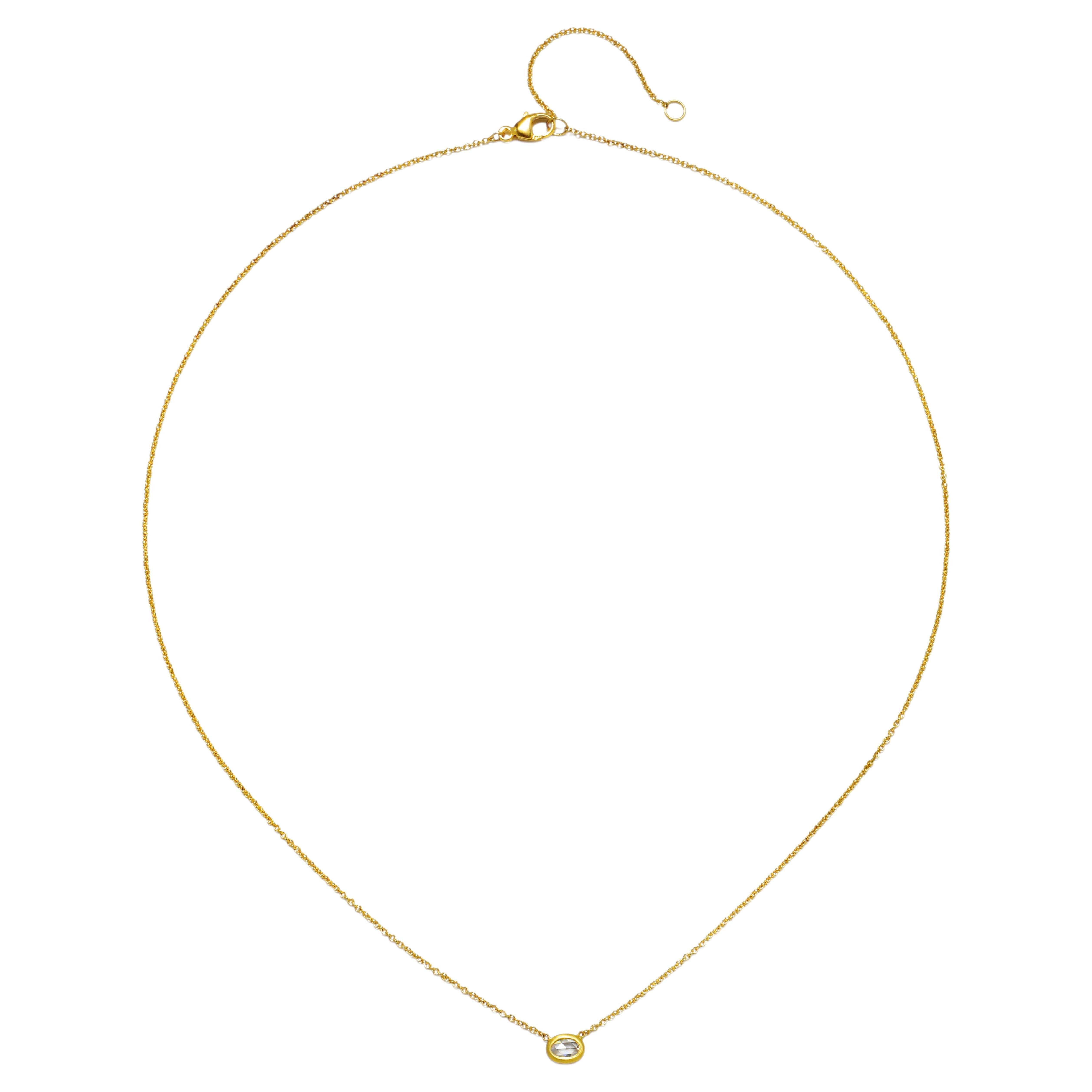 Faye Kim 18 Karat Gold Rose Cut Oval Diamond Necklace