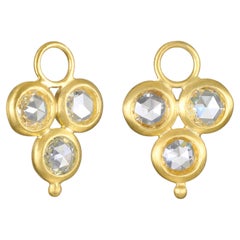 Faye Kim 18 Karat Gold Triple Rose Cut Diamond Drops for Hoop Earrings, .90cts