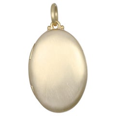 Faye Kim 18K Gold Large Oval Locket Pendant, Modern Design