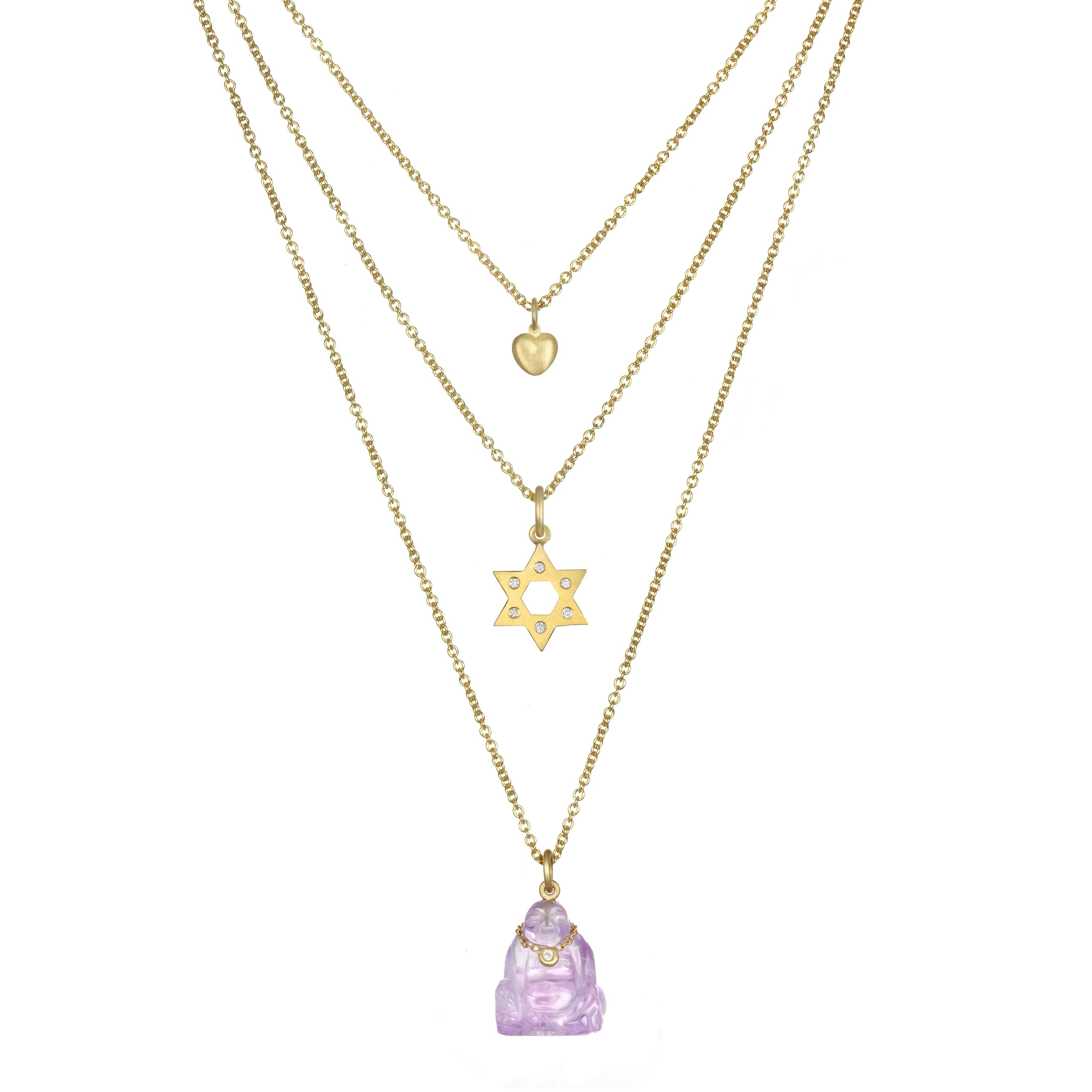 Contemporain A Kim Charme en or 18 carats et diamant Étoile de David en vente