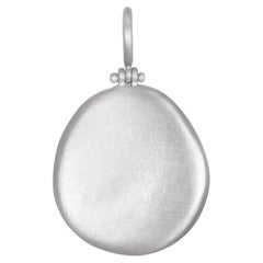 Faye Kim Contemporary Platinum Hinged Dog Tag Pendant, USA, New