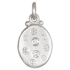 Faye Kim Platinum Diamond Burnished Mini Dog Tag Pendant