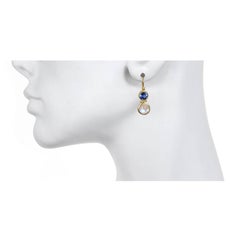 Faye Kim Moonstone Blue Sapphire Gold Hinge Earrings