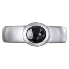 Faye Kim Platinum Oval Black Diamond Ring, .82ct, Size 6.75