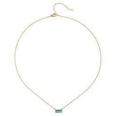Collana a barra Faye Kim in oro 18 carati con tormalina blu-verde, 1,2 carati