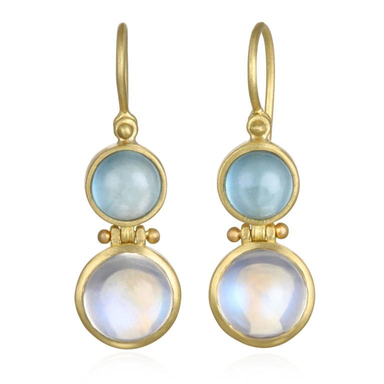 Faye Kim Moonstone Milky Aquamarine Matte Gold Earrings For At Faye Kim Moonstone Milky Aquamarine Matte Gold Earrings For