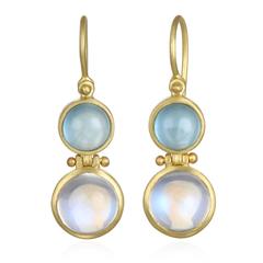 Faye Kim Moonstone Milky Aquamarine Matte Gold Earrings