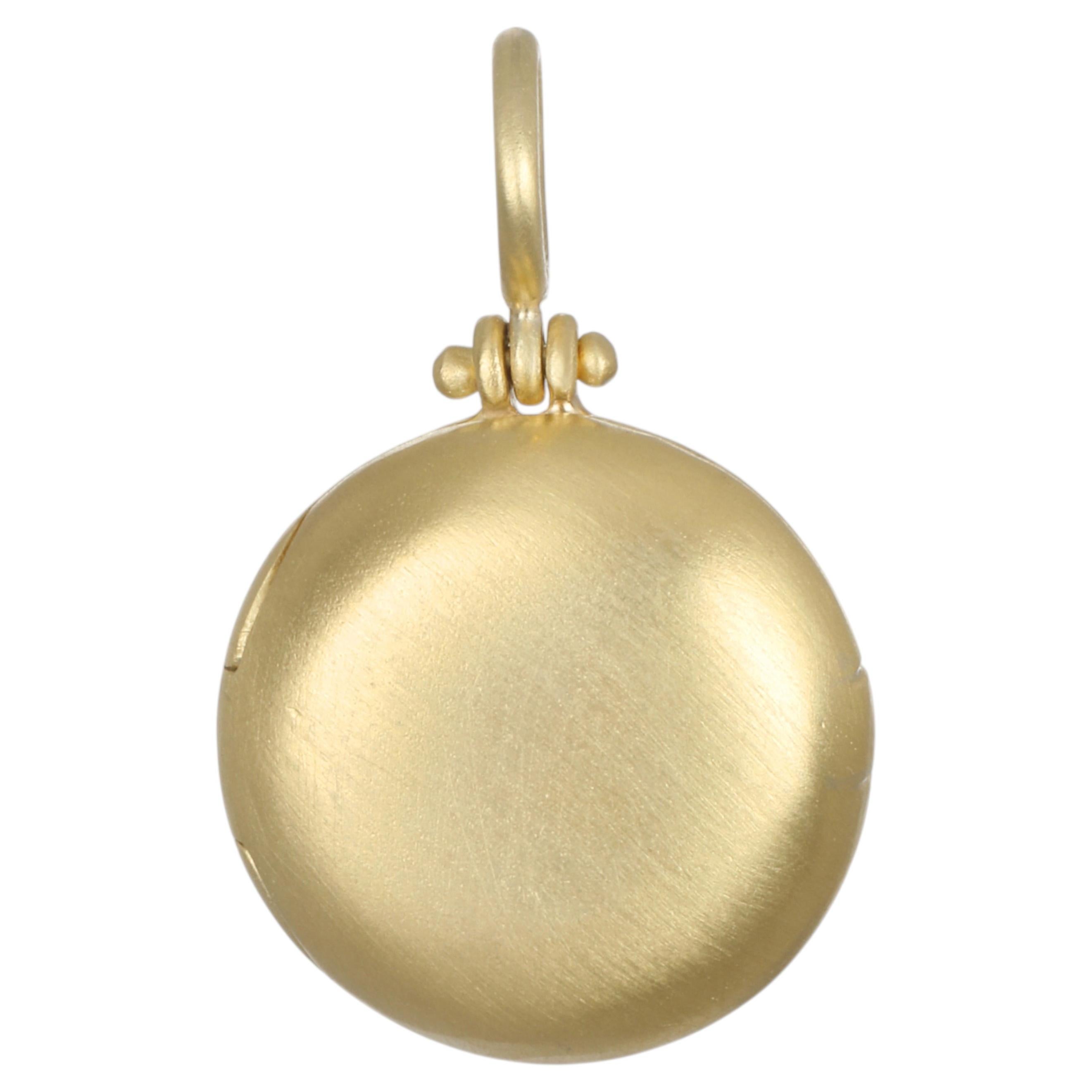 Faye Kim 18K Gold Medium Round Locket, Contemporary Design, USA