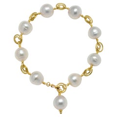 Faye Kim 18 Karat Gold Multi-Loop Weißes Südsee-Barockperlenarmband