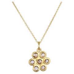 Faye Kim 18 Karat Gold Champagne Rose Cut Diamond Daisy Pendant