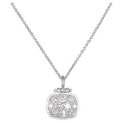 Faye Kim Platinum Micro Pave Diamond Chiclet Hinged Pendant