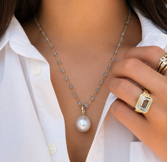 Faye Kim 18 Karat Gold South Sea Pearl Pendant with Diamond Bail