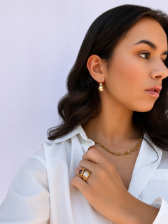 Faye Kim 18 Karat Gold and Diamond Golden South Sea Pearl Drop Earrings