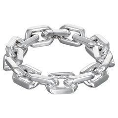 Faye Kim Sterling Silver Knife Edge Link Bracelet, Modern Design, USA