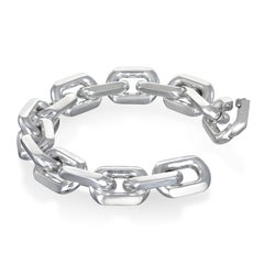 Faye Kim Sterling Silver Knife Edge Link Bracelet, Modern Design, USA