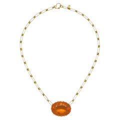 Faye Kim 18 Karat Gold Brazilian Fire Opal Necklace