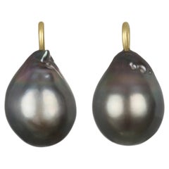 Faye Kim 18 Karat Gold Baroque Black Tahitian Pearl Drops