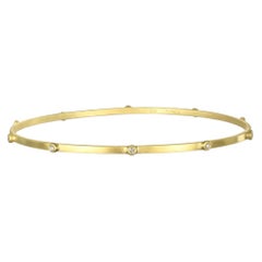 Faye Kim 18 Karat Gold Diamond Granulation Bangle Bracelet, 0.15 tcw