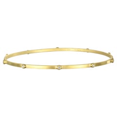 Faye Kim 18 Karat Gold Diamond Granulation Bangle Bracelet, 0.15 tcw