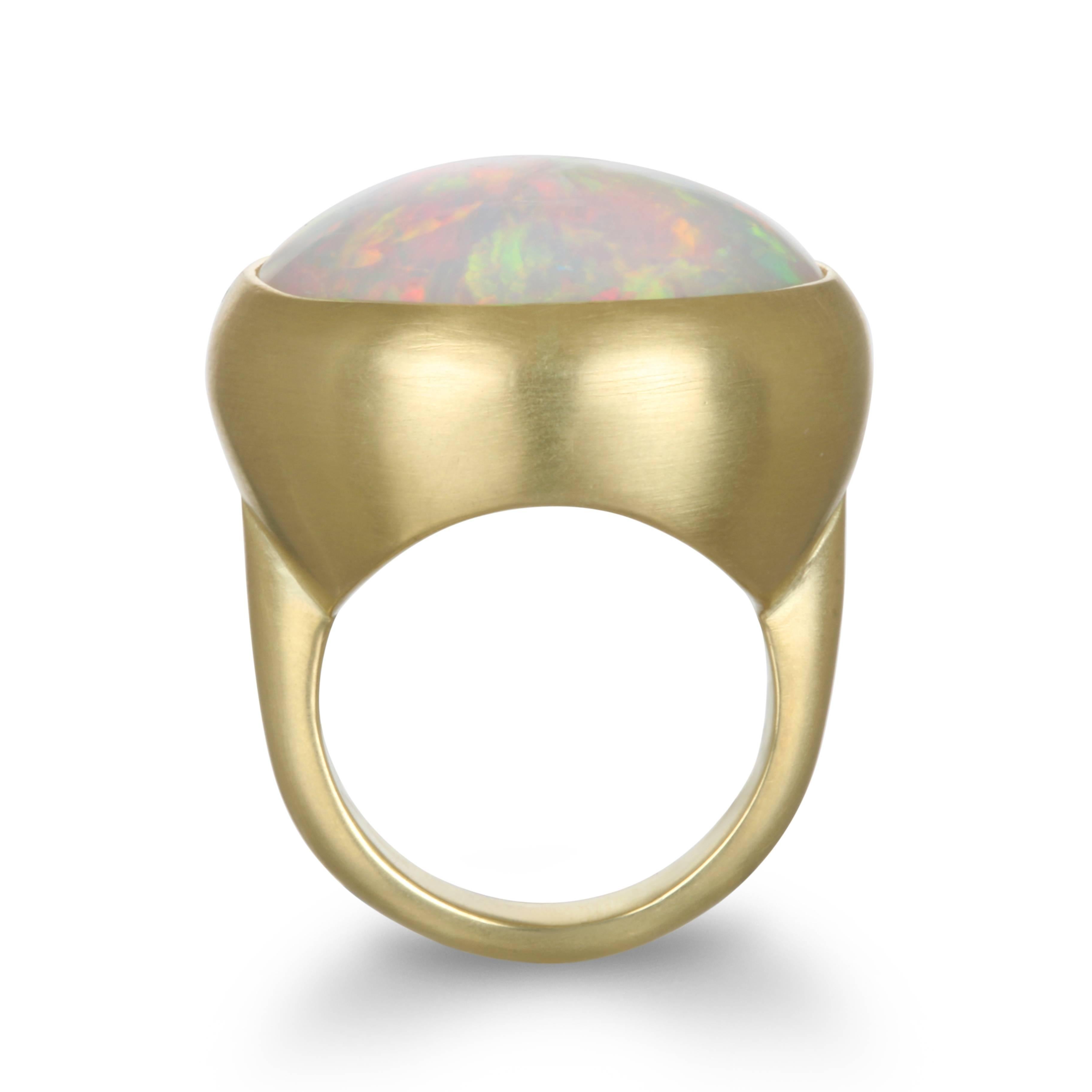 Contemporary Faye Kim 18k Gold Oval Ethiopian Opal Cocktail Ring