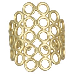 Faye Kim Women's 18k Gold Mesh Ring, Contemporary Design, Size 7