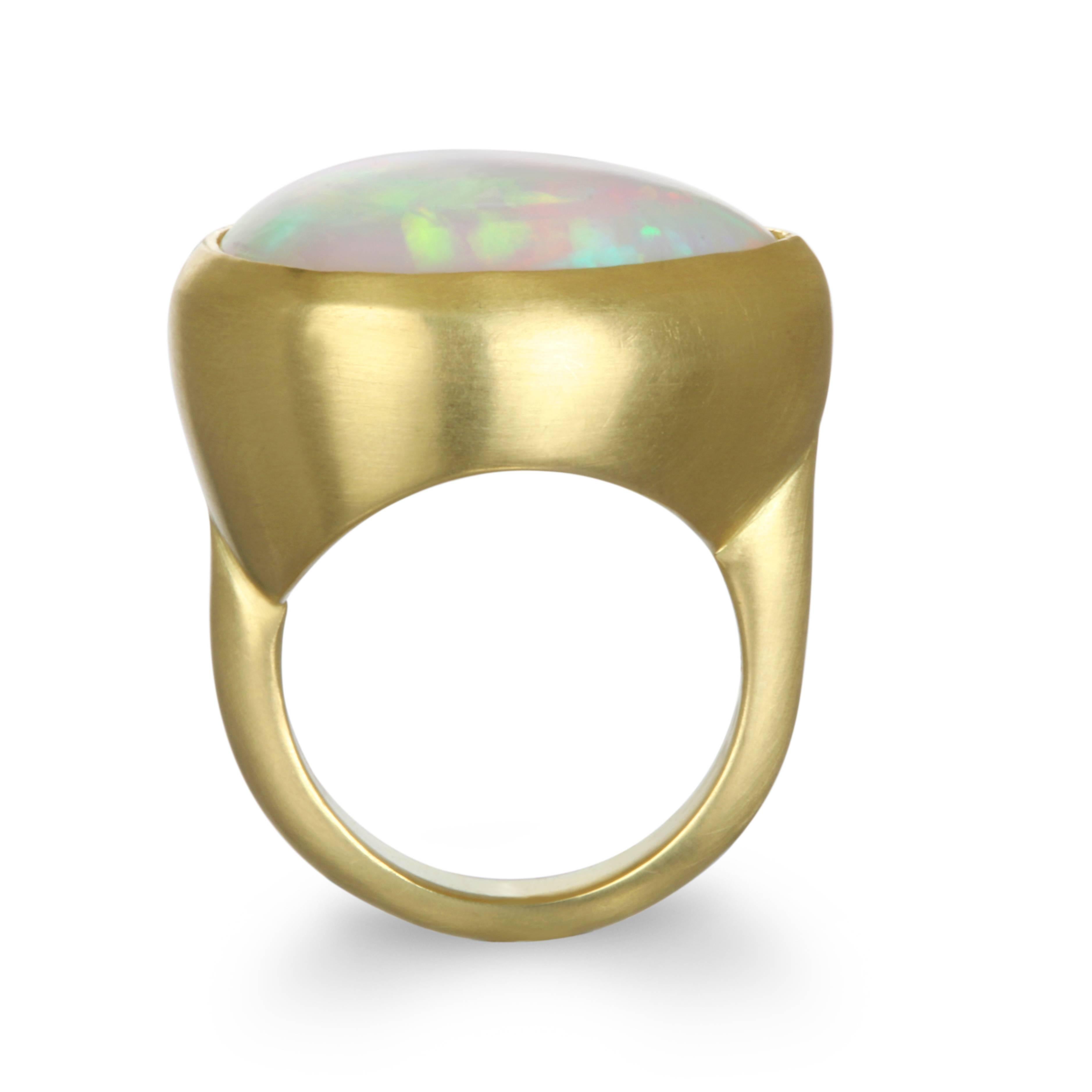 Modern Faye Kim 17.50 Carat Ethiopian Opal Gold Dome Ring