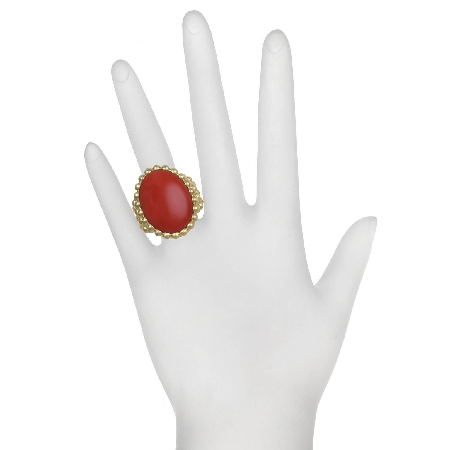 Contemporary Faye Kim 18k Gold Red Coral Cocktail Ring