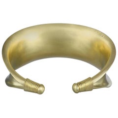 Faye Kim 18 Karat Matte Gold Anticlastic Bracelet with Wrapped Ends