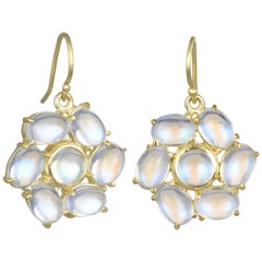 Faye Kim 18k Gold Ceylon Moonstone Daisy Earrings