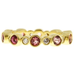 Faye Kim Pink Tourmaline Diamond Bezel Eternity Band Ring