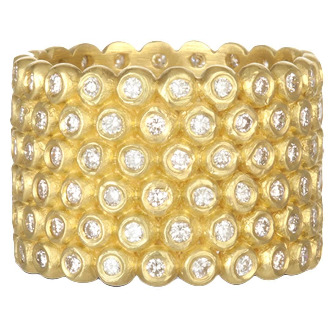 Faye Kim 18k Gold Diamond Cigar Band Ring For Sale