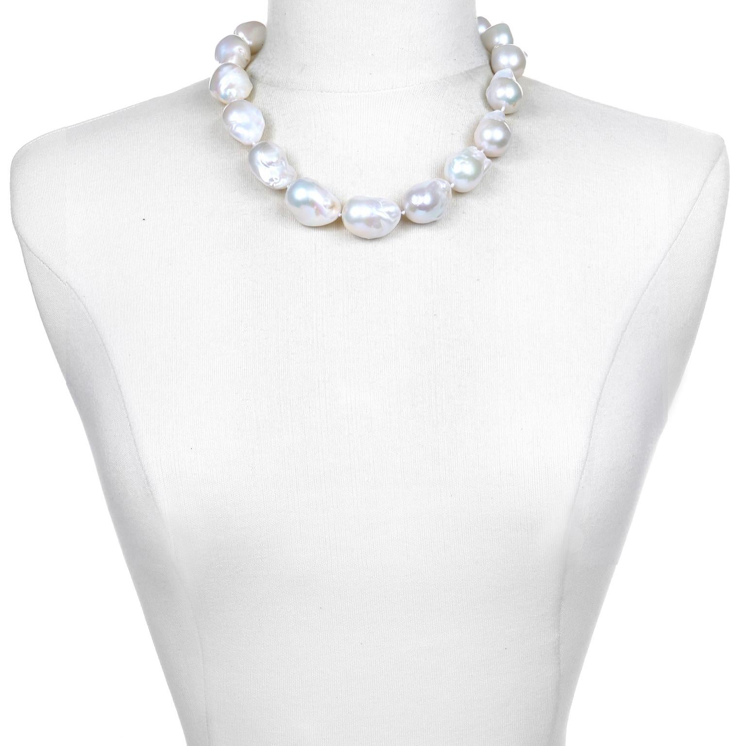 Make a statement!  This classic baroque cultured pearl necklace is a must for your jewelry wardrobe.  Whether you're going for down-town chic or formal, the soft color and organic shapes allow for a casual and sophisticated style.  It is finished