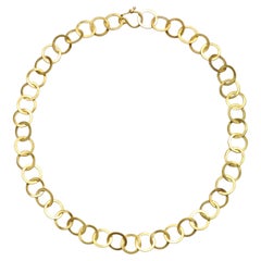 Faye Kim 18 Karat Gold Round Planished Heavy Link Chain Necklace - 21"