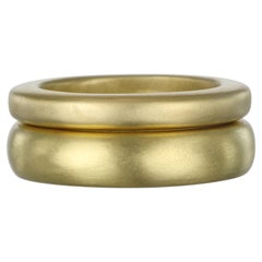 Faye Kim 18 Karat Gold Square Stack Band Rings, Size 7