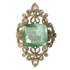 Dalben 4.50 Carat Aquamarine Diamond Gold Ring 7