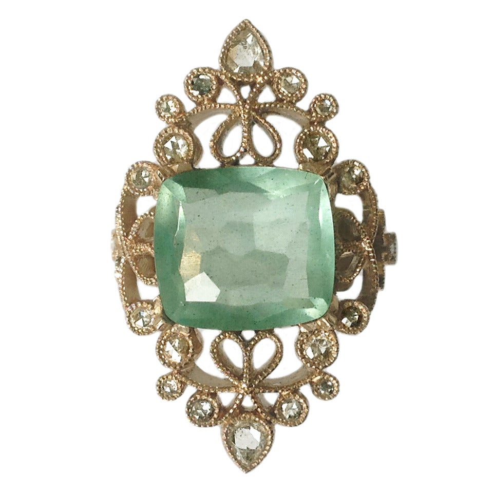 Dalben Anillo de Oro Diamante Aguamarina 4,50 Quilates