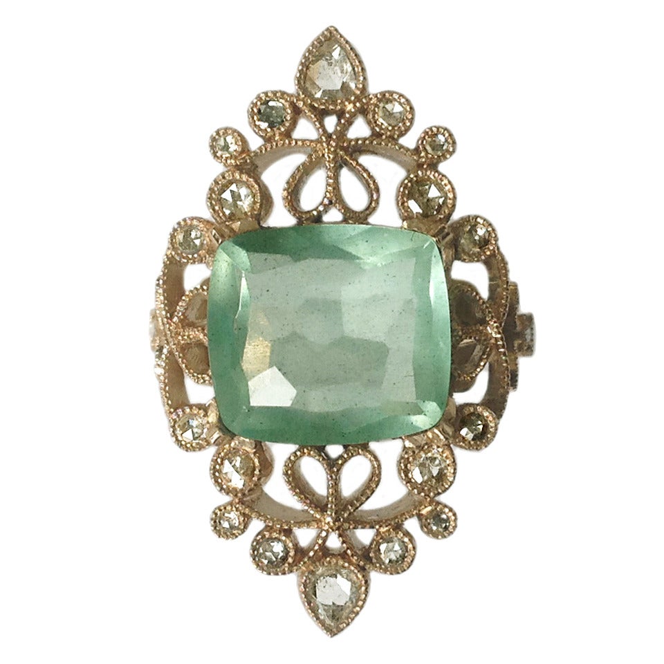 Dalben 4.50 Carat Aquamarine Diamond Gold Ring