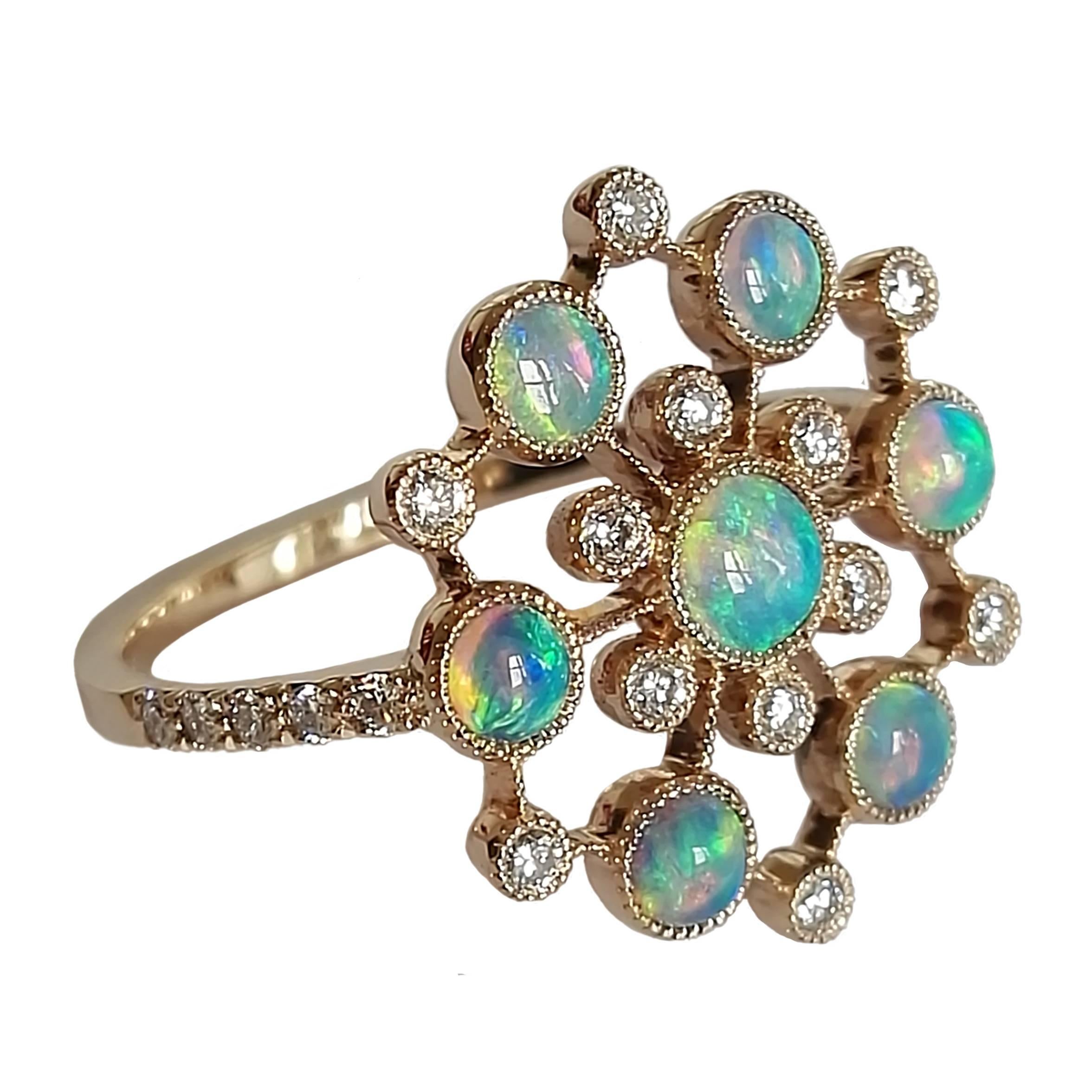 Dalben Australian Opal Diamond Gold Ring