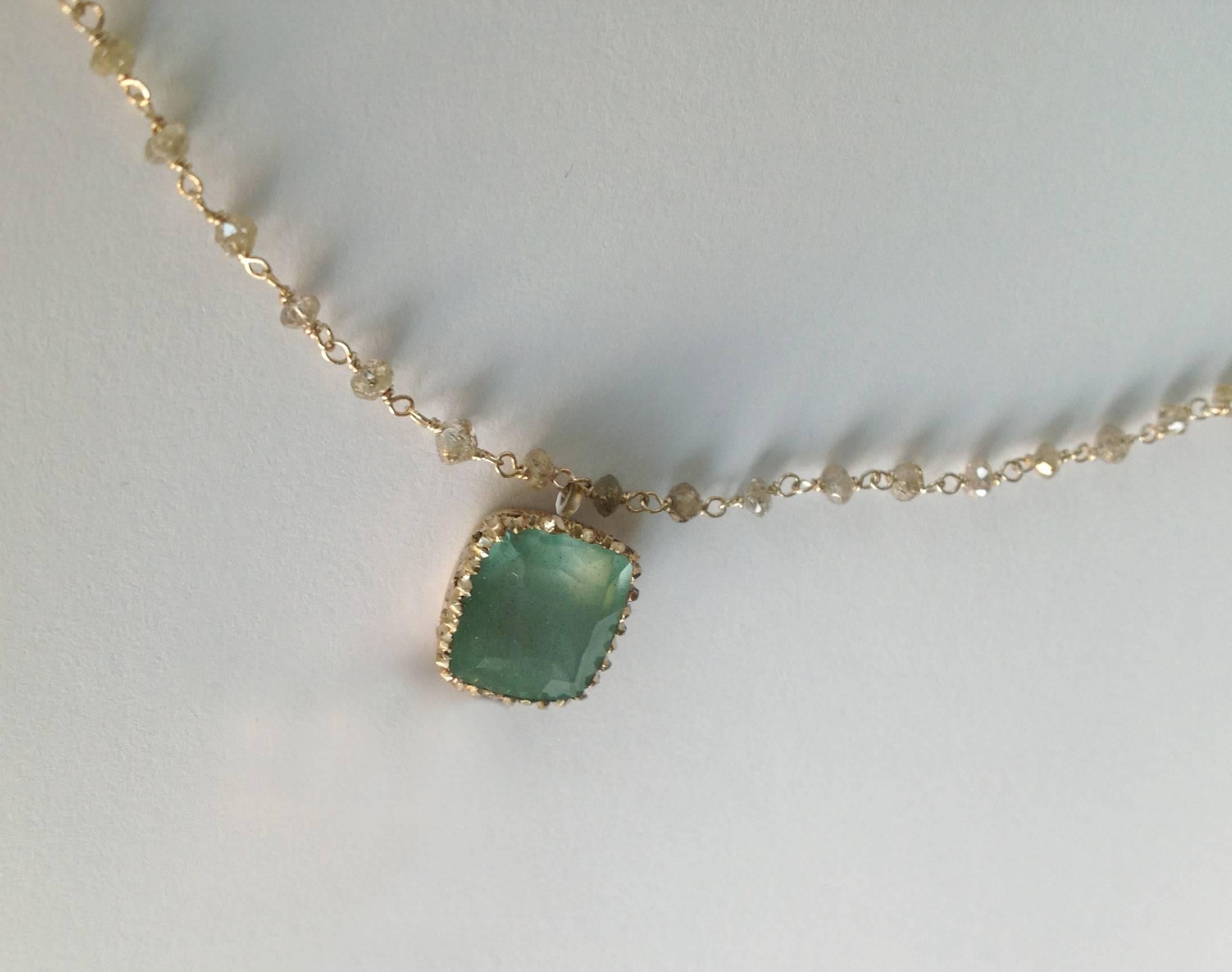 Contemporary Dalben Aquamarine Diamond Gold Rosary Necklace