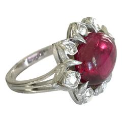 Dalben Red Tourmaline Rose Cut Diamond Gold Ring 4