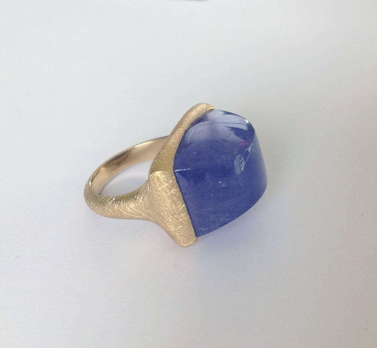 Dalben One of a Kind Tanzanite Scratch Engraved Gold Ring 1