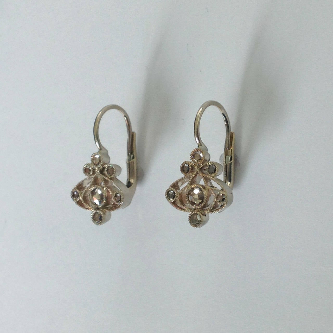 Dalben Light Brown Diamond Gold Pendant Earrings In New Condition In Como, IT