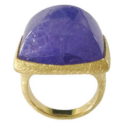 Dalben One of a Kind Tanzanite Scratch Engraved Gold Ring